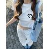 Camiseta de Algodão Puro Europeia de Manga Curta Feminina Verão Nova Chegada Combina com Tudo Ajustada Cintura Alta Umbigo à Mostra Top Curto Tendência Ins