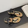 Sandalias de Espiga Nuevo Estilo Verano 2026, Estilo Francés, Adecuadas para Faldas, Sandalias de Tira con Perlas, Sandalias de Estilo Dulce de Hada para Mujer