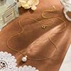 Collar de perla y diamante único de plata de ley s925 de Diana, elegante diseño de lujo ligero de alta calidad, cadena para la clavícula chapada en oro de 14 quilates