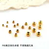 Contas de Aço Inoxidável com Furo Passante a Vácuo Banhadas a Ouro 18K Contas Redondas Acessórios de Contas Pequenas para DIY Feito à Mão