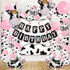 Set de globos temáticos de patrón de vaca transfronterizo, pancarta cuadrada negra de cumpleaños, combinación de globos para fiesta de cumpleaños infantil