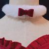 Colar gargantilha de Natal com gola de pelúcia corrente para clavícula sininho pequeno laço vermelho vinho acessórios para fotos de datas