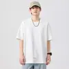 2025 Nova Camiseta de Verão de Manga Curta Masculina Gola Redonda Solta Tamanho Grande Camiseta Branca Versátil Casual Top Bordado Tendência