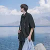 Polo con solapa Mountain West Coast para niños, fresco, guapo, ropa de trabajo para hombres japoneses, top de manga corta, camiseta pesada de verano