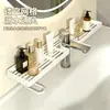 Prateleira de Lavatório Sem Furos Rack de Armazenamento para Banheiro Metal com Design Drenante Grande Capacidade Organizador de Suprimentos para Banheiro