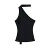 Chaleco de Punto Asimétrico para Mujer 2026 Verano Nueva Llegada Ropa Exterior Camisola Ajustado Capa Interior Sin Mangas Cuello Asimétrico Hombro Único Top