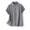 Camisa Blanca de Algodón Puro, Manga Corta, Corte Holgado, Estilo Literario, con Etiqueta de Exportación Individual Japonesa, Cuello de Lingote, Doble Capa, Hilo de Bebé, para Mujer