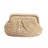 Bolso Bandolera Tejido de Paja Más Vendido Transfronterizo, Nuevo Bolso Tejido tipo Clutch Liso Plegado, Bolso de Playa para Vacaciones para Mujer