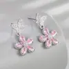 Brincos de Borboleta e Flor em Zircônia Rosa Frescos e Doces, Nova Tendência 2025, Brincos Versáteis Elegantes de Alta Qualidade