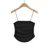 2023 Verano Nuevo Spice Girls Sexy Camisola con Pliegues Laterales y Tirantes de Cuero para Mujer, Ajustada, Corta, para Exterior, Top Interior
