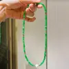 Collar de Cadena para Clavícula de Roca de Cuarzo Color Esmeralda con Perlas de Agua Dulce Naturales