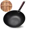 Wok de Hierro de Fondo Plano Zhangqiu Wok Casero Wok Hecho a Mano a la Antigua Usanza Wok Antiadherente Cocina de Inducción Estufa de Gas Universal