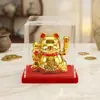 Ornamentos de Gato da Sorte Dourado Mini Automáticos de Energia Solar Abertura Presente Artesanato para Interior de Carro com Tampa contra Poeira