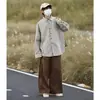 Camisa Retrô Lavada de Manga Longa Japonesa para Homens e Mulheres, Novo Estilo Primavera e Outono 2026, Camisa Casual com Design Único Tendência