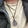 Collar con Colgante de Plata de 99 Pies del Año del Buey Ocho Deidades Protectoras Zodiaco Masculino Seis Caracteres Manifiesto Benmingfo