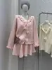 Dulce y elegante conjunto de punto, nuevo modelo otoño/invierno 2026, conjunto de dos piezas de suéter floral tridimensional + falda para mujer