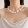 Colar de pérolas multicamadas feminino de alta qualidade elegante moda retrô barroco em camadas colar de corrente de clavícula