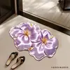 Tapete de Chão para Banheiro com Flor 3D Simulada e Lama de Diatomáceas, Absorvente de Água, Secagem Rápida, Tapete de Pé Antiderrapante, Tapete de Porta Resistente à Sujeira Doméstica