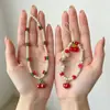 Cordão para Celular Estilo Coreano Ins Doce de Cereja Coração Doce Cordão de Contas Redondas Cordão de Celebridade da Internet para Celular de Menina
