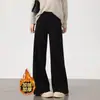 Moda Versátil de Principios de Primavera Pantalones de Pierna Ancha de Cintura Alta para Mujer, Pantalones Casuales de Traje de Lana Rectos Estrechos para Mujer Petite