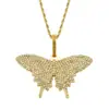 Europa y Estados Unidos ins explosiones hiphop hip-hop mariposa grande colgante para hombre y mujer lleno de diamante collar de personalidad moderno accesorios