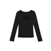 Camiseta de Manga Larga con Cuello en V y Cordones Estilo Puro Deseo Otoño 2026 para Mujer Adelgazante Versátil Se Puede Usar por Delante y por Detrás Top Básico