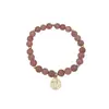 Pulseira da Sorte Redonda Rosa Morango Cristal Marca Design de Moda Feminino Namorada Casal Celebridade da Internet Pulseira Elástica Ajustável