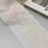 Ribete de encaje bordado soluble en agua de algodón color blanco roto de 14 cm de ancho, accesorio decorativo para vestidos de niños y faldas Hanfu