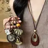 Nuevo collar colgante de madera estilo Zen chino para mujer, cadena larga de cordón vintage para suéter, accesorio de estilo chino tradicional