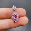 Colgante de Zafiro Rosa Natural Transfronterizo Accesorios para Mujer Nicho Alta Gama Joyería de Plata 925 5*7 Joyería Venta Directa de Fábrica