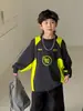 Ropa Infantil Sudadera con Bloques de Color para Niños 2026 Primavera Nuevo Estilo Ropa Deportiva de Manga Raglán para Niños Tops de Moda para Niños Grandes Primavera y Otoño