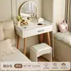 Nova penteadeira pequena estilo creme para quarto que não ocupa muito espaço, mesa de maquiagem simples para espaços pequenos