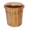 Barril para Baño de Pies Redondo de Madera Maciza de 40 cm de Alto con Tapa Barril para Baño de Pies Barril Espesado para Fumigación Barril para Baño de Pies Tienda de Baño de Pies para el Hogar