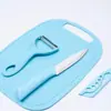 Conjunto Portátil de Facas para Descascar Frutas de Três Peças, Faca de Descascar de Aço Inoxidável para Cozinha, Conjunto de Facas com Tábua de Corte de Plástico, Aço Inoxidável 304