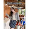 Cárdigan suéter gris, estilo delgado, para mujer, nueva colección otoño/invierno 2026, cuello redondo, top de punto de manga larga
