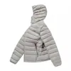 2026 Nueva Chaqueta de Algodón con Relleno Acanalado Gris Claro para Parejas, Abrigo de Invierno con Capucha, Chaqueta Corta Ligera de Algodón a Prueba de Frío