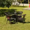 Mesa de Té y Silla de Balcón Silla de Ratán Combinación de Tres Piezas Mesa de Té Cuadrada Silla de Ratán para Patio Ratán para Exterior Mesa y Silla para Exterior