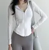 Roupa de Yoga Blusa com Capuz e Zíper Esportiva Feminina Primavera e Outono Nova Slim-fit Emagrecedora Secagem Rápida Manga Longa Casual Jaqueta Fitness