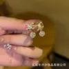 Pendientes de Aro Estilo Ins Doble C Completos de Diamante Aguja de Plata S925 Pendientes Colgantes de Diamante Esférico Flash Ropa de Trabajo Diaria Pendientes de Alta Gama para Mujeres
