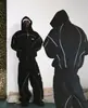 Conjunto de Moletom com Capuz Novo Europeu e Americano 2025 Casual Street Estilo Esportivo Masculino e Feminino