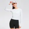 Camiseta Deportiva Corta de Verano Yoga Transfronterizo Manga Corta Secado Rápido Ropa para Correr al Aire Libre Fitness Transpirable Manga Larga Redonda para Mujer