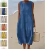 2025 Ropa de Mujer Transfronteriza Sitio Independiente de Comercio Exterior Amazon Aliexpress Vestido Casual de Color Sólido Otoño Se Puede Estampar