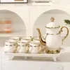 Juego de Tetera y Tazas de Cerámica de Alto Valor de Color Frío para Sala de Estar del Hogar, Simple, Creativo, Juego de Té