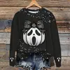 Sudadera de Halloween Transfronteriza Sudadera con Estampado de Halloween Cuello Redondo Americano Sudadera para Mujer Chaqueta de Otoño Estilo Mujer