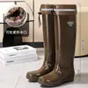 Botas de Chuva Femininas de Cano Alto Quentes com Forro de Fleece para Outono e Inverno, Botas Femininas Espessadas Impermeáveis e Antiderrapantes, Sapatos Aquáticos, Botas de Trabalho