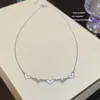 TikTok Explosivo Luz Luxo Branco Fritillaria Colar Amor Ouro 18K Simples Elegante Corrente de Pescoço Aço Titânio Sem Corrente de Clavícula