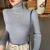 Suéter de cuello alto para mujer temporada de otoño e invierno engrosado capa base negra ajuste ceñido cálido nuevo estilo prenda interior superior suéter de punto talla única para todos