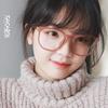 Nuevo Marco de Gafas Transparente Liso de Estilo Coreano Trendy para Mujer Té de Leche ins Retro Cara Grande Fotografía Callejera Espejo Plano Antiluz Azul