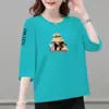 Comercio exterior transfronterizo ropa de maternidad, camiseta de manga tres cuartos para mujeres de mediana edad y mayores, holgada, casual, versátil, top camiseta básica