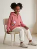 Nuevo Abrigo Infantil de Otoño Estilo Europeo y Americano con Capucha y Cremallera Chaqueta para Niñas Aplicación de Flor de Algodón Tejida Sudadera para Bebé